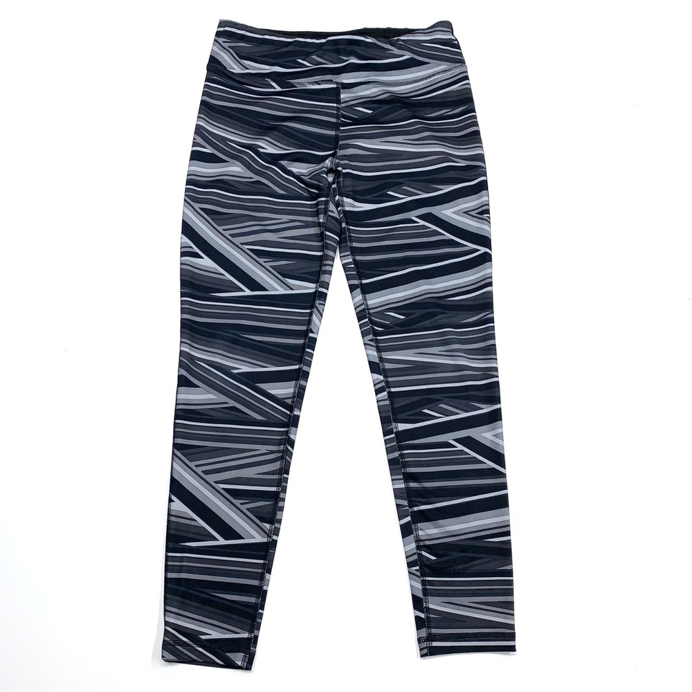 Everlast Gray Black Stripe Geo Mummy Print Athletic Leggings Women’s Size Medium - Picture 2 of 5